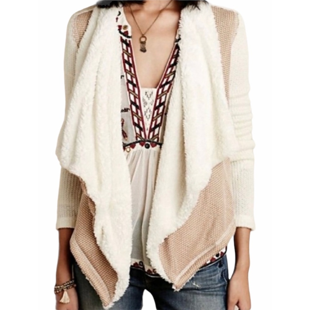 Anthropologie Saturday/Sunday Open Front Sherpa Cardigan Sweater